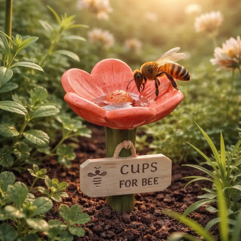 🌸Flower-Shaped Resin Bee Watering Station🐝