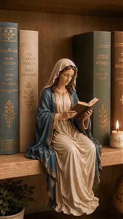 ๐Last Day 49% OFF ๐ Handcrafted Virgin Mary Reading Bookshelf Figure