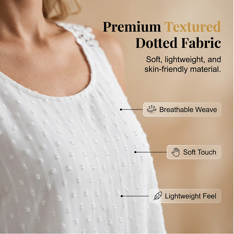 đ Elegant Dot Lace Strap Tank Top đ
