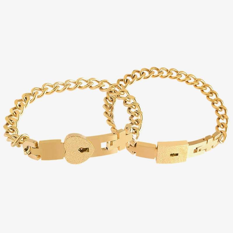 Matching bracelets with a heart-shaped lock 💕