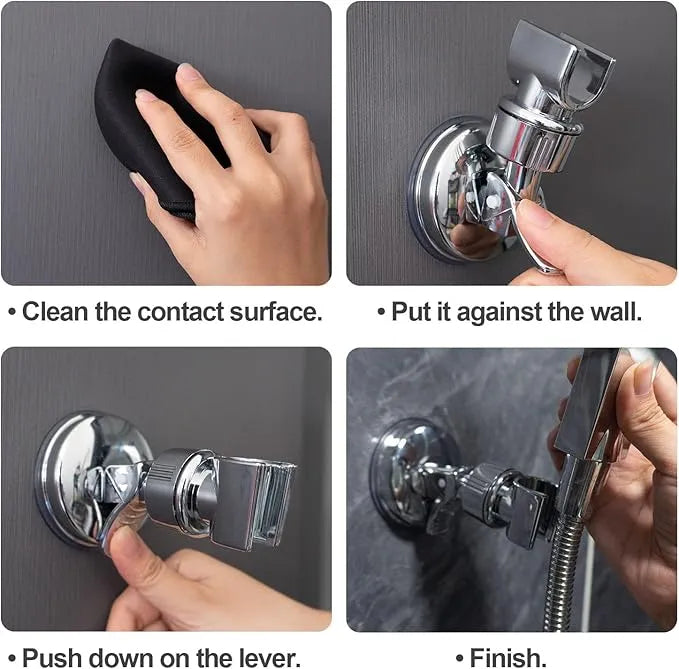 2pcs Adjustable Shower Head Holders Removable Suction Cup Shower Head Bracket No Drill Shower Head Bracket