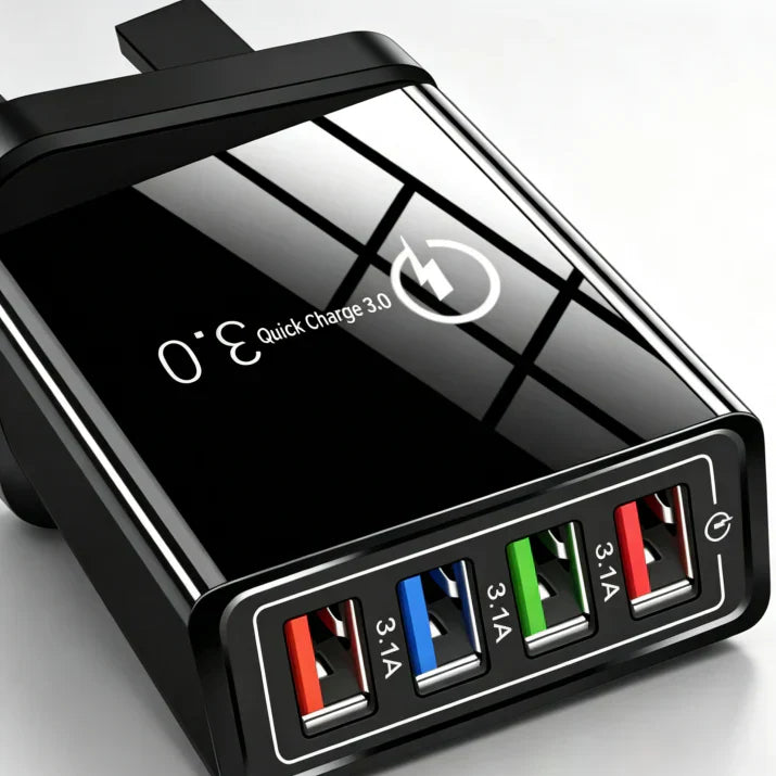 ⚡️Secret to Faster Phone Performance⚡️Four-Port Travel Charger for Extended Phone Battery Life