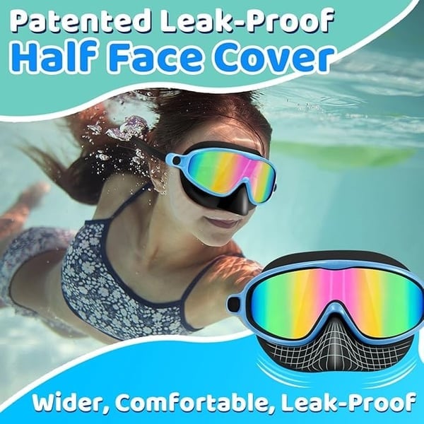 🌓HD children's large frame waterproof and anti-fog swimming goggles