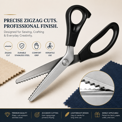Stainless Steel Pinking Shears – 9.1" Zig Zag Fabric Scissors for Sewing, Quilting, Dressmaking & DIY Crafts
