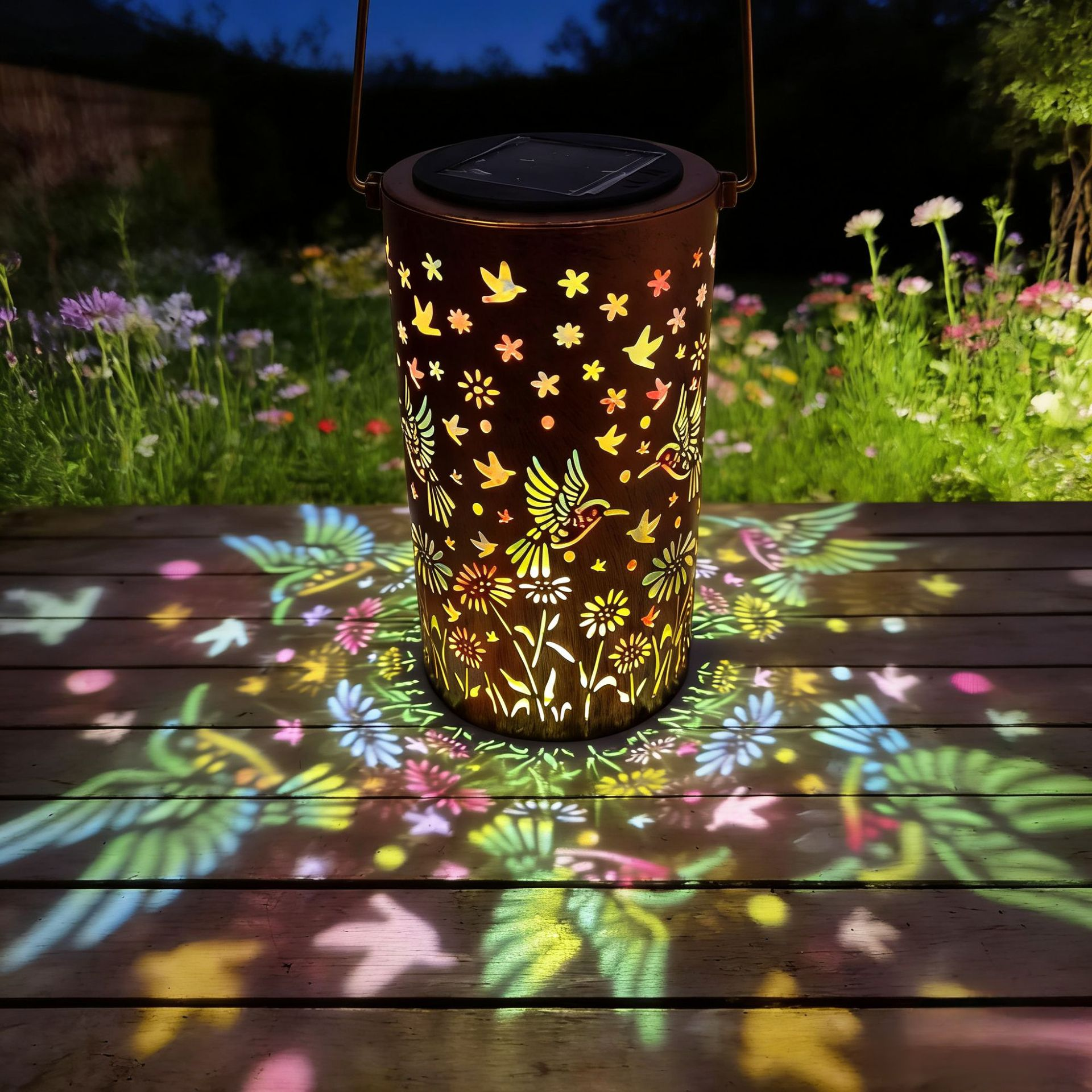 Colorful Sunflower Glow Solar Garden Lantern