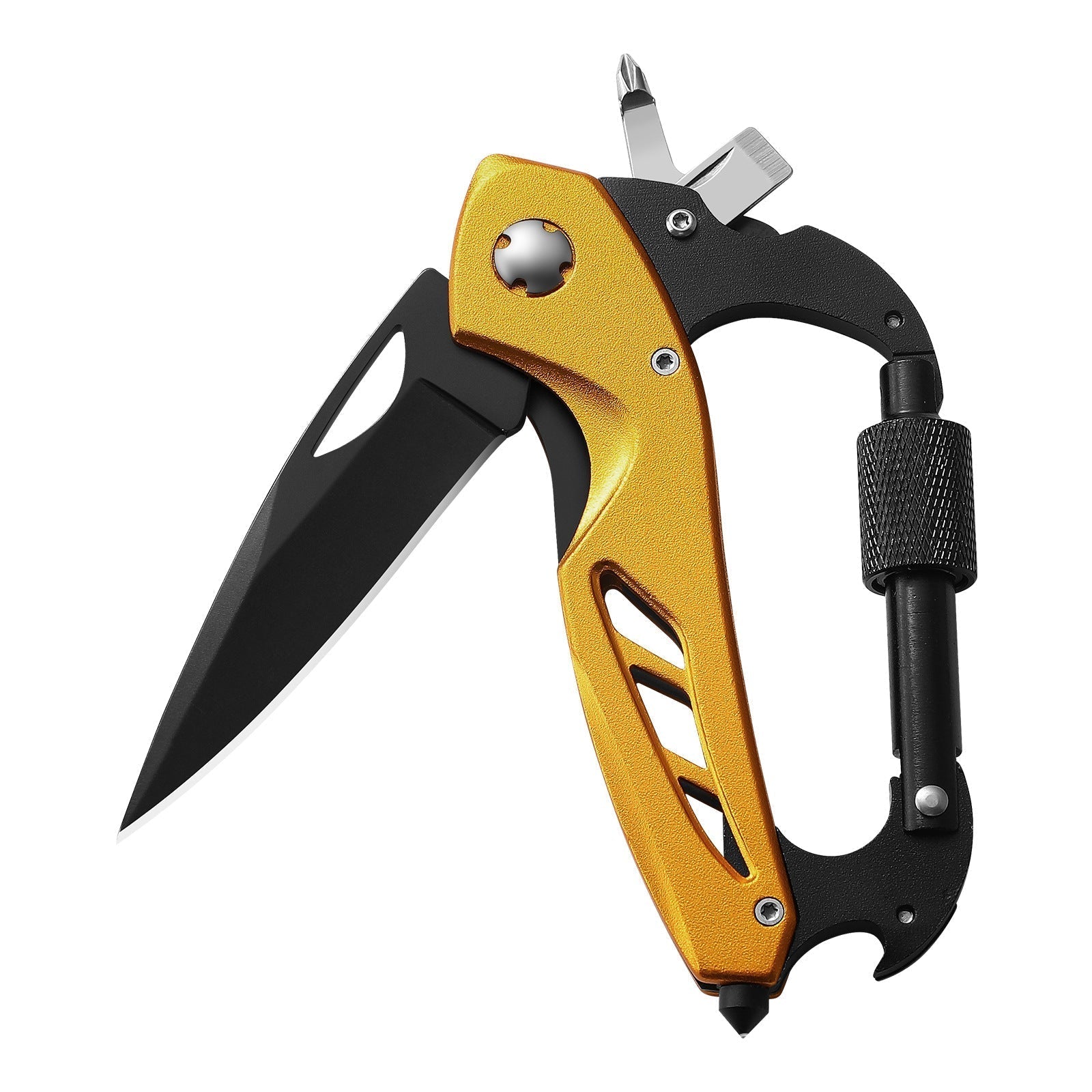 All-in-One Carabiner Multi Tool – Compact EDC Keychain with Knife & Screwdriver