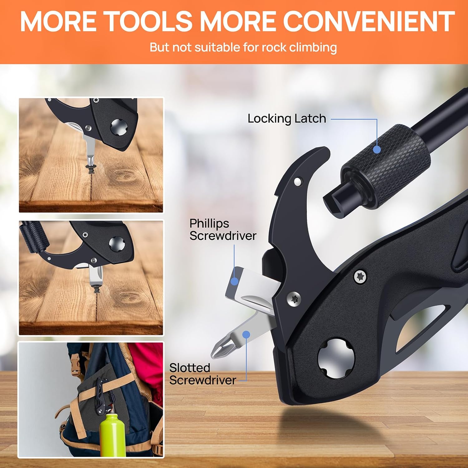 All-in-One Carabiner Multi Tool – Compact EDC Keychain with Knife & Screwdriver