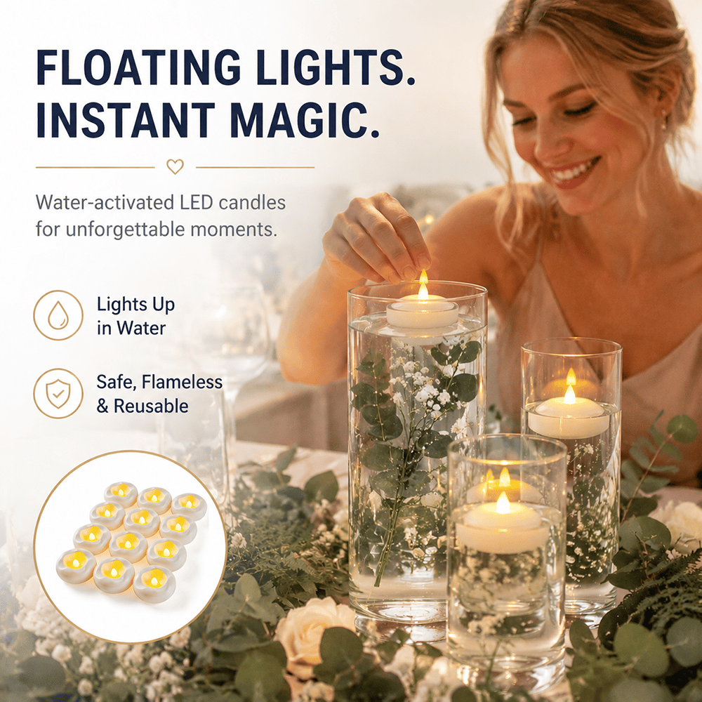 🕯️Water-Activated Flameless Floating LED Candles – Romantic Waterproof Glow for Any Occasion