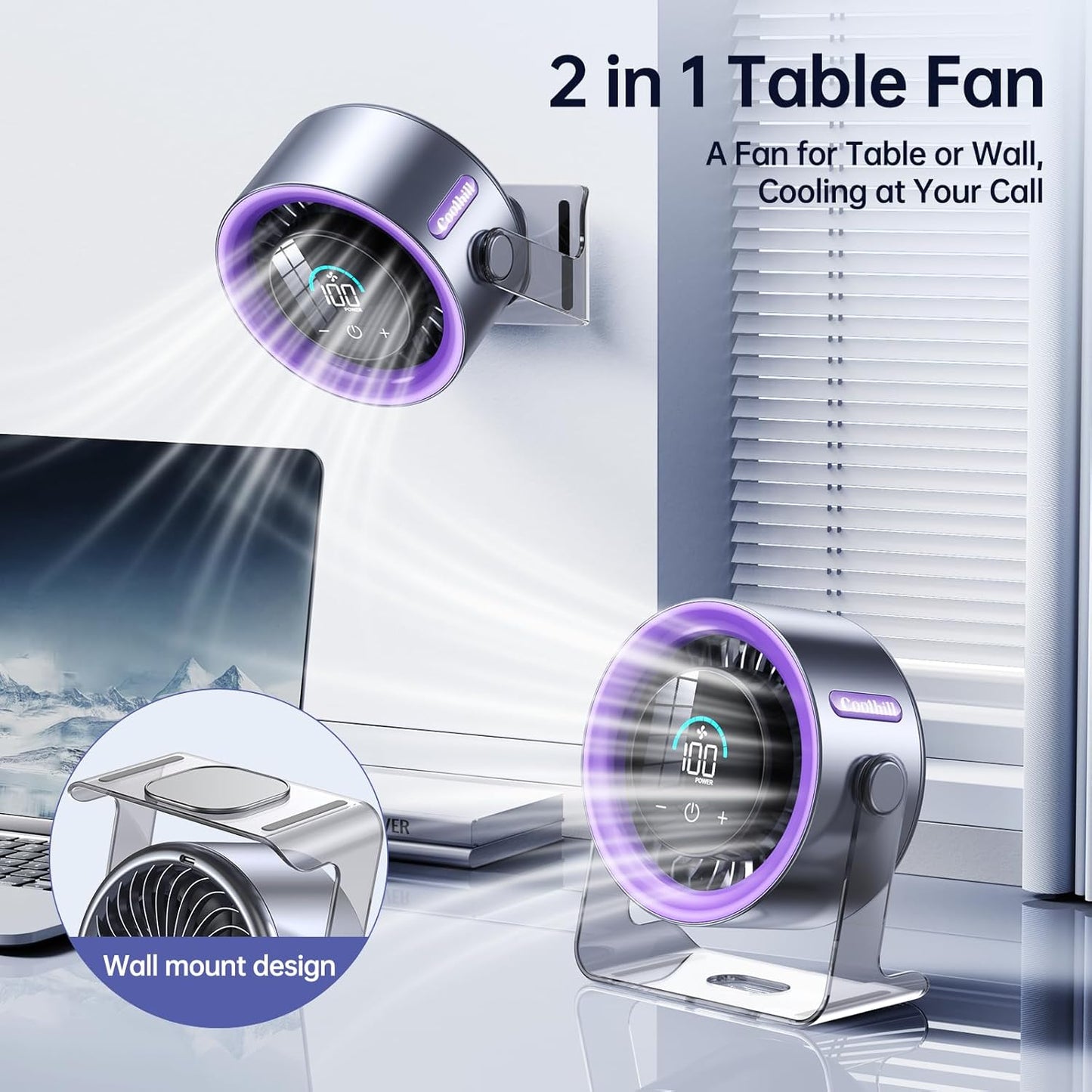 🔥USB Desk Fan for Bedroom: 120° Rotating Small Rechargeable Battery Desktop Fans for Bedroom Home Office