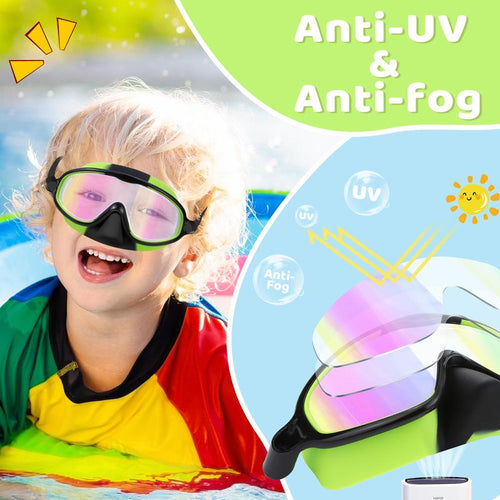 🌓HD children's large frame waterproof and anti-fog swimming goggles