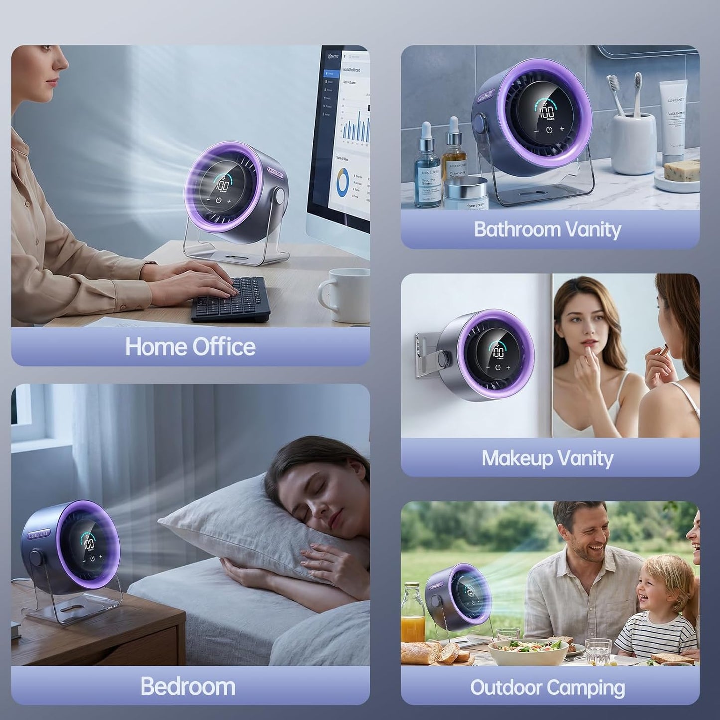 🔥USB Desk Fan for Bedroom: 120° Rotating Small Rechargeable Battery Desktop Fans for Bedroom Home Office