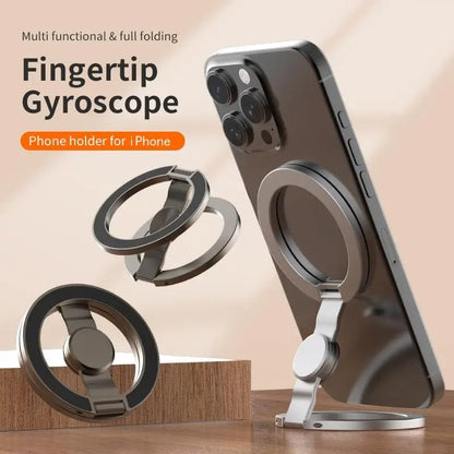 🔥Magnetic Phone Stand & Fidget Spinner Combo, Dual Magnetic Ring Stand, Fidget Toys Adults, 360°,Foldable, MagSafe Compatible
