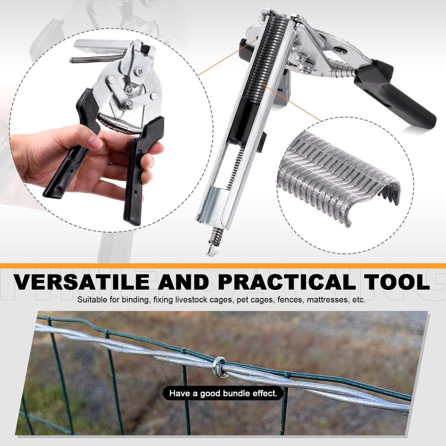 M-Type Hog Ring Pliers Kit – Semi-Automatic Spring-Loaded Fence & Cage Repair Tool