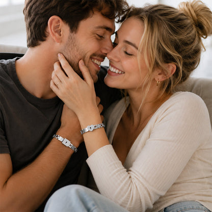 Matching bracelets with a heart-shaped lock 💕