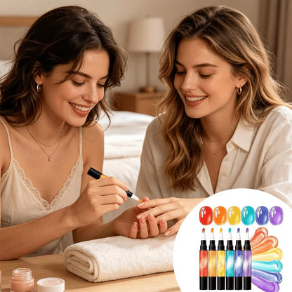 💅 6PCS One-Step Gel Nail Art Pen Set – Salon Beauty at Home