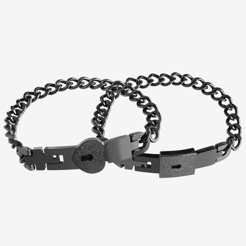 Matching bracelets with a heart-shaped lock 💕