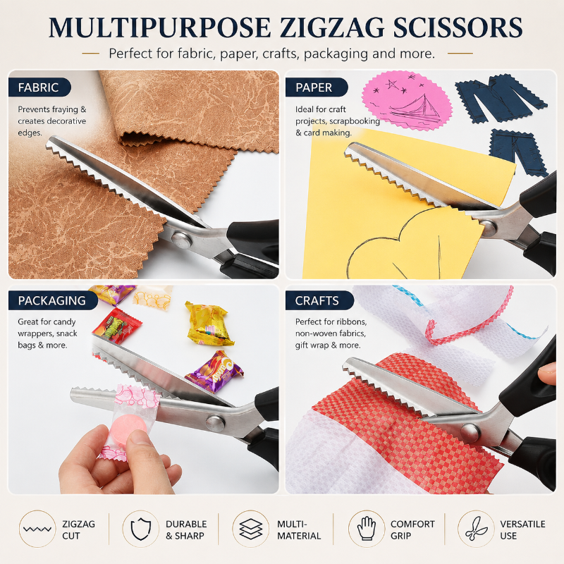 TYIIPLUS™ Stainless Steel Pinking Shears – 9.1" Zig Zag Fabric Scissors for Sewing, Quilting, Dressmaking & DIY Crafts