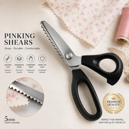 Stainless Steel Pinking Shears – 9.1" Zig Zag Fabric Scissors for Sewing, Quilting, Dressmaking & DIY Crafts