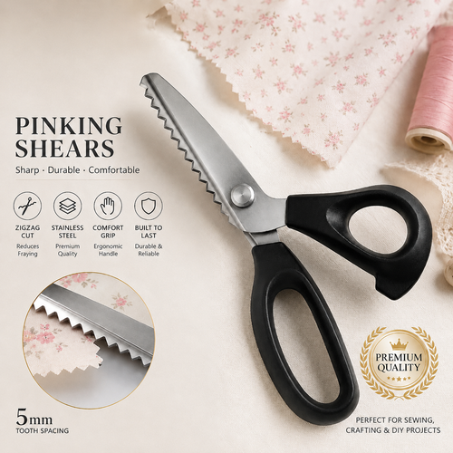 Stainless Steel Pinking Shears – 9.1" Zig Zag Fabric Scissors for Sewing, Quilting, Dressmaking & DIY Crafts