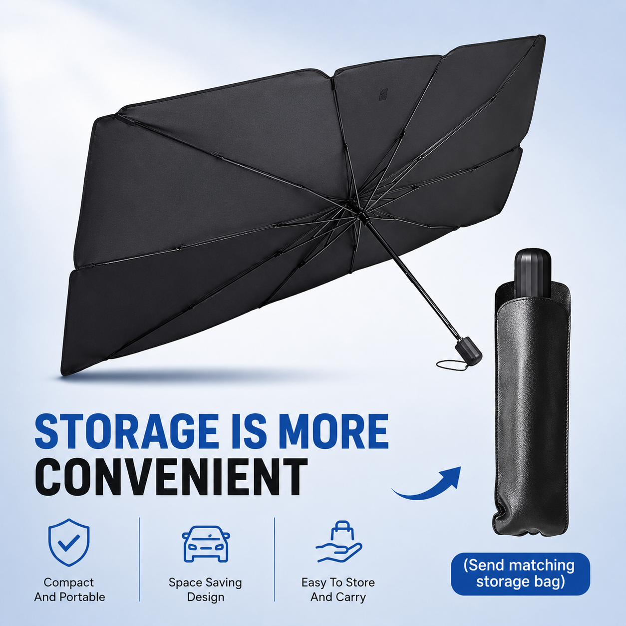 ☂️Thick Titanium Silver Large Sun Umbrella – Opaque Blackout Coating☀️