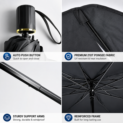 ☂️Thick Titanium Silver Large Sun Umbrella – Opaque Blackout Coating☀️