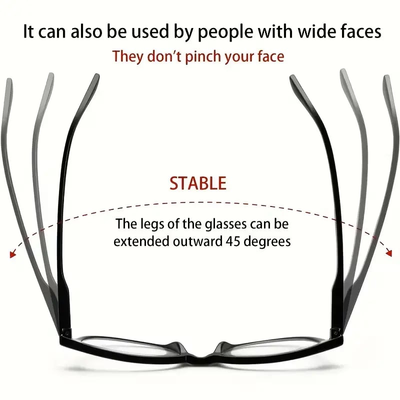All-Black Progressive Reading Glasses for Seniors Auto-Adjusting Lenses • Clear Indoors & Outdoors • UV & Blue Light Protection