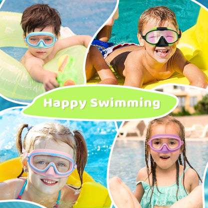 🌓HD children's large frame waterproof and anti-fog swimming goggles