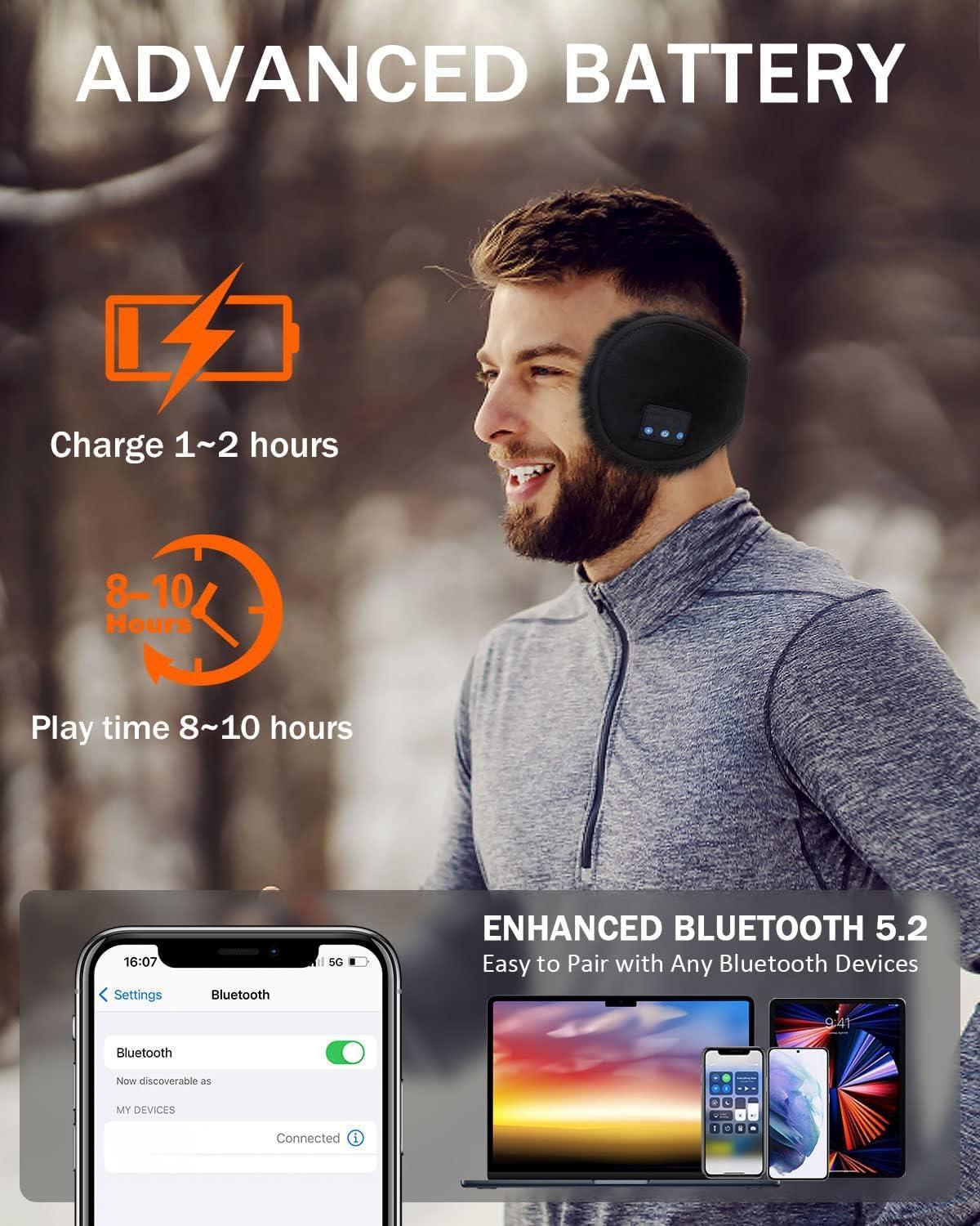 Bluetooth Headphones Earmuffs, ✨Built-in HD Speakers and Microphone for Biking Running