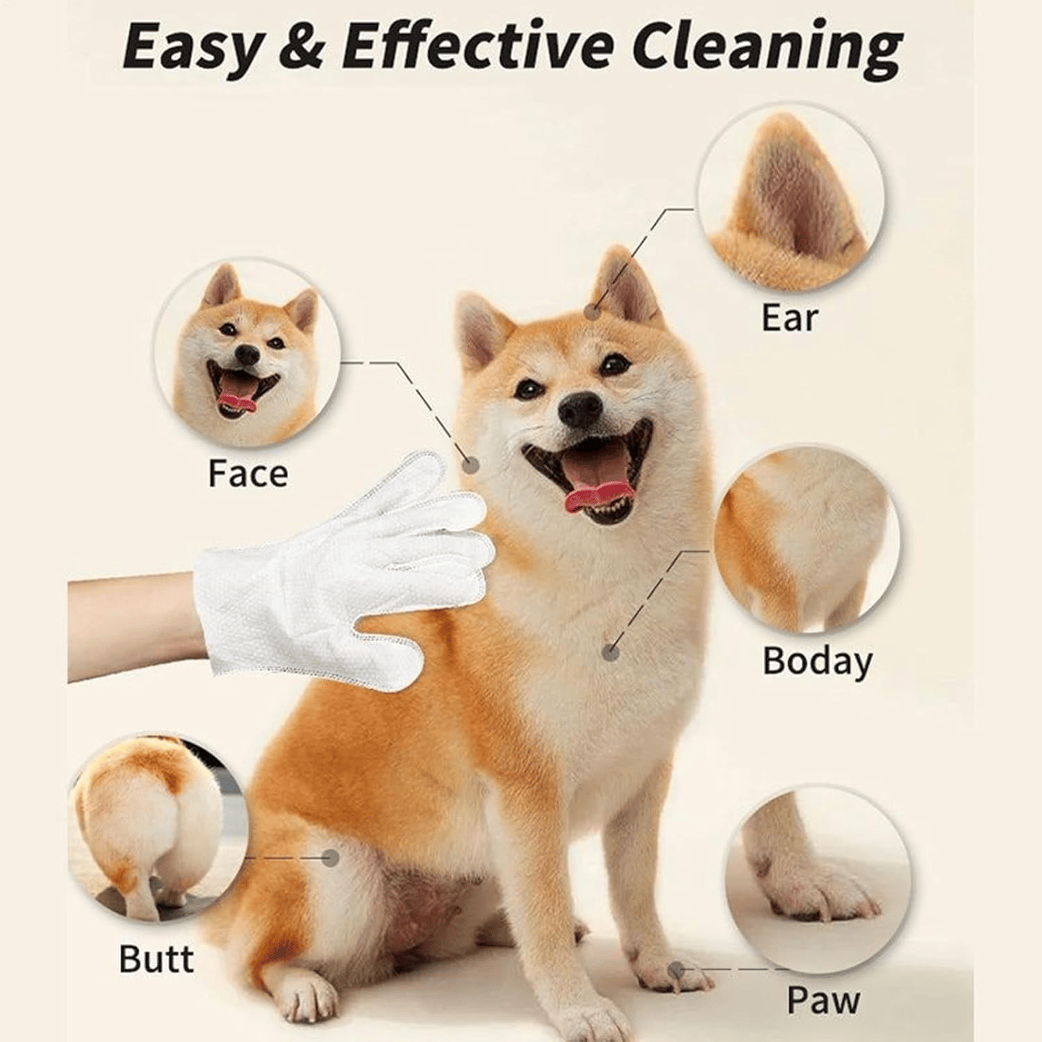 20Pcs Deodorizing Pet Glove Wipes