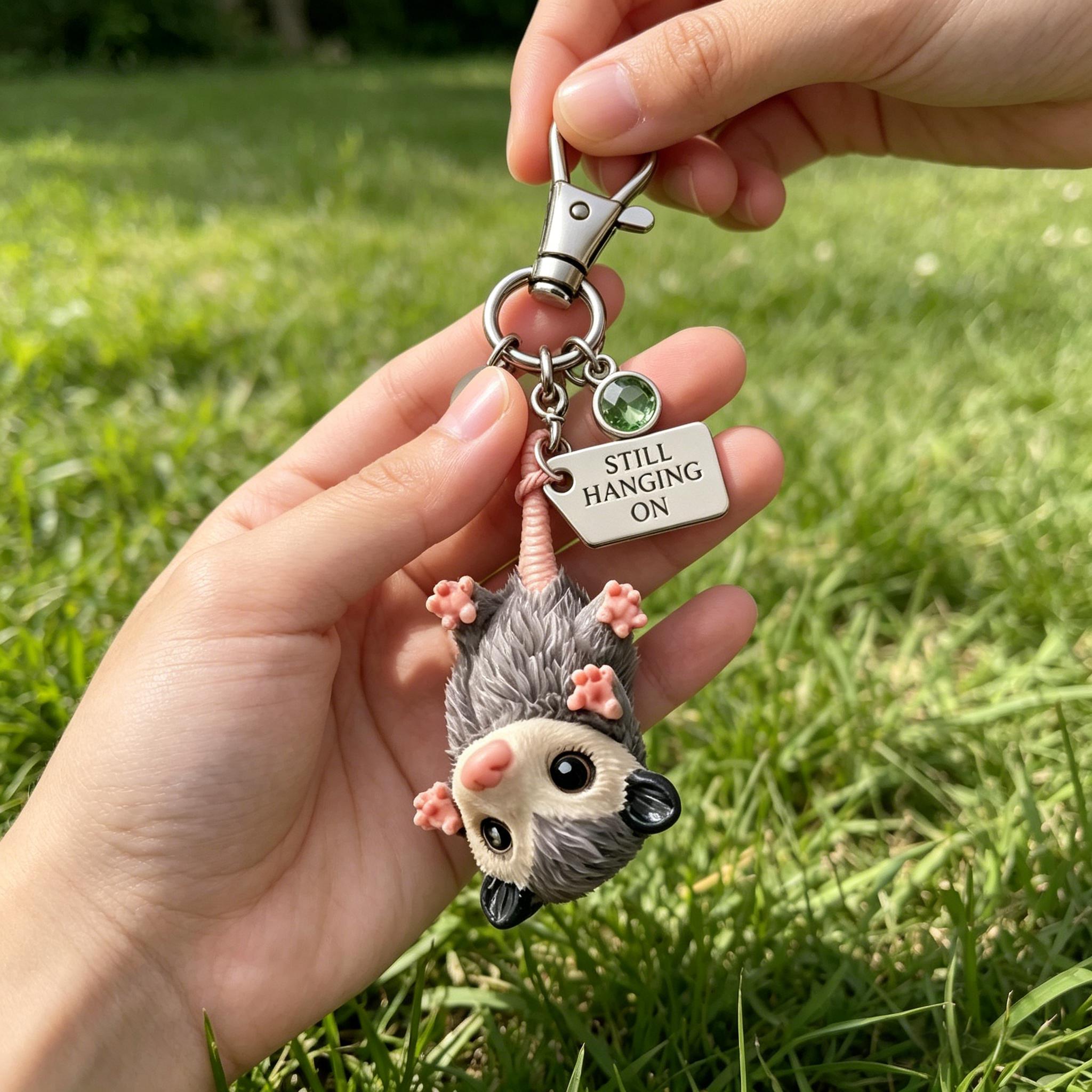 A Little Opossum for You - "Still Hanging On" Keychain & Sentiment Card Set