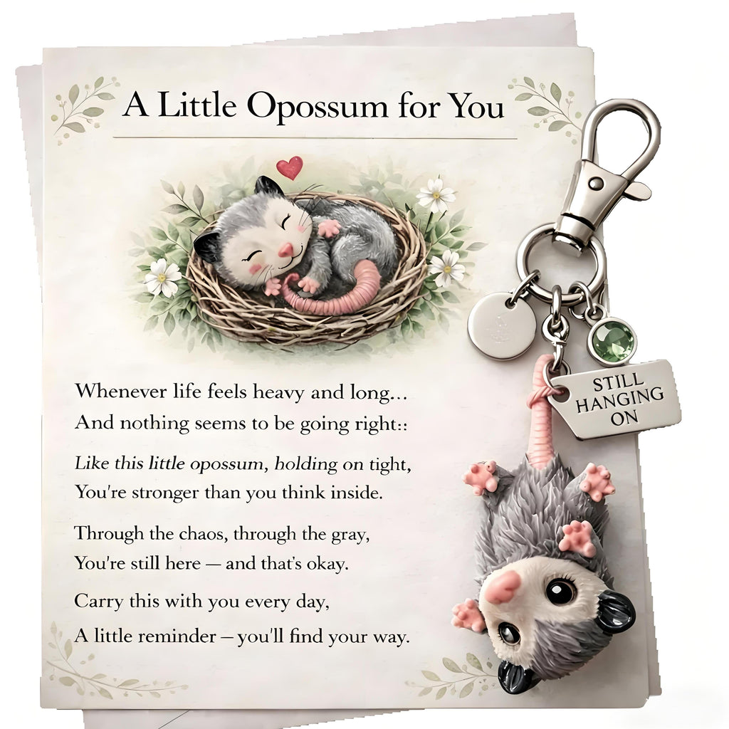 A Little Opossum for You - "Still Hanging On" Keychain & Sentiment Card Set