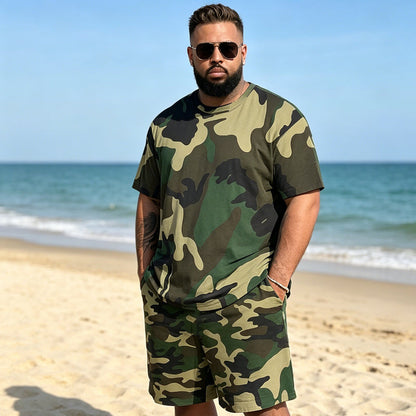 💥Men's Camouflage Print T-Shirt & Shorts Set