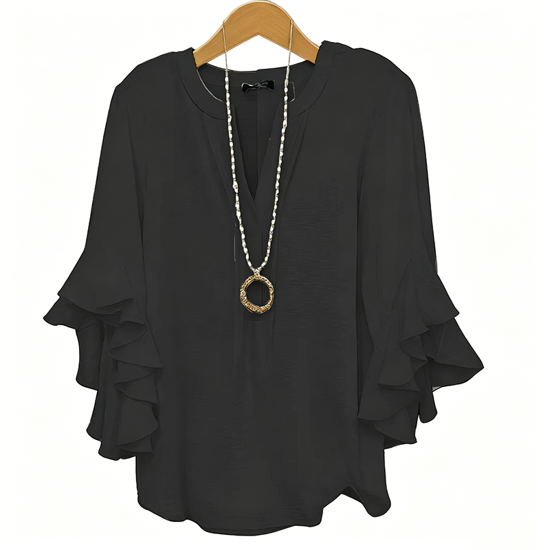 V-Neck Ruffled Sleeve Top ✨🌿