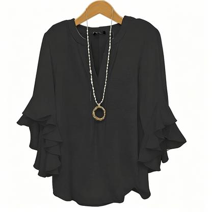 V-Neck Ruffled Sleeve Top ✨🌿