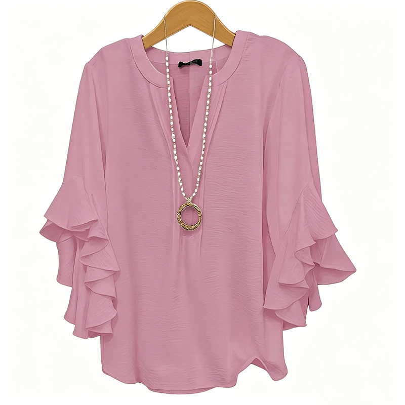 V-Neck Ruffled Sleeve Top ✨🌿