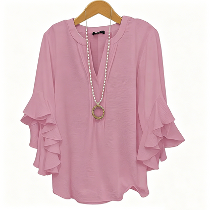 V-Neck Ruffled Sleeve Top ✨🌿