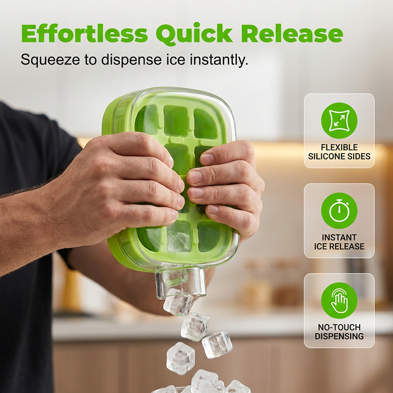 ❄️2-in-1 Ice Cube Maker Water Bottle Built-In Ice Tray, Food-Grade Silicone, Bpa-Free