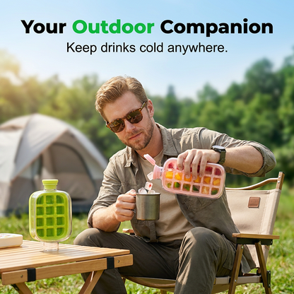 ❄️2-in-1 Ice Cube Maker Water Bottle Built-In Ice Tray, Food-Grade Silicone, Bpa-Free