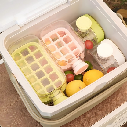 ❄️2-in-1 Ice Cube Maker Water Bottle Built-In Ice Tray, Food-Grade Silicone, Bpa-Free