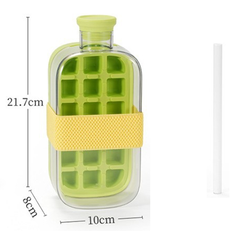 ❄️2-in-1 Ice Cube Maker Water Bottle Built-In Ice Tray, Food-Grade Silicone, Bpa-Free