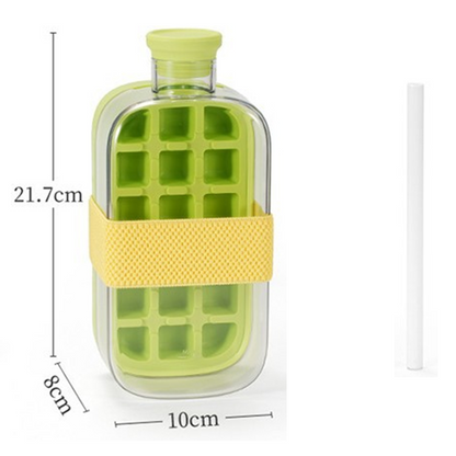 ❄️2-in-1 Ice Cube Maker Water Bottle Built-In Ice Tray, Food-Grade Silicone, Bpa-Free
