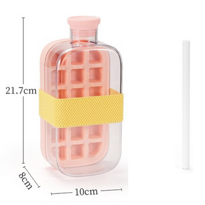 ❄️2-in-1 Ice Cube Maker Water Bottle Built-In Ice Tray, Food-Grade Silicone, Bpa-Free