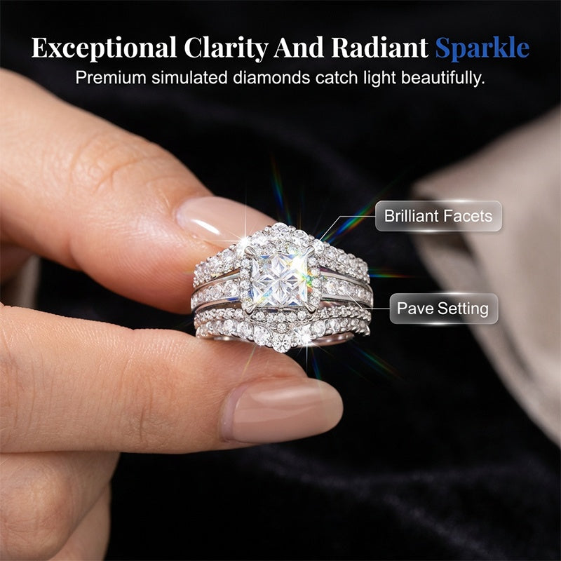 💎 Women's Princess Cut Cubic Zirconia Filled Ring ✨