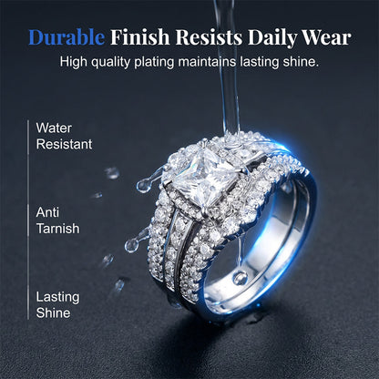 💎 Women's Princess Cut Cubic Zirconia Filled Ring ✨