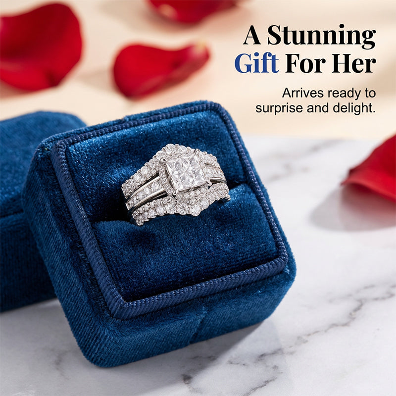 💎 Women's Princess Cut Cubic Zirconia Filled Ring ✨