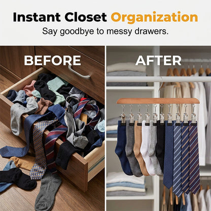 👚 Multi-Clip Wooden Hanger for Closet Organization💕