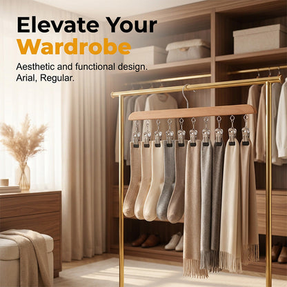 👚 Multi-Clip Wooden Hanger for Closet Organization💕