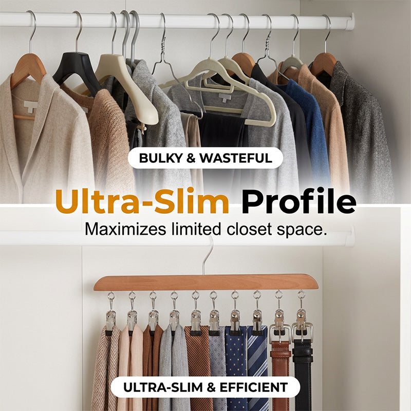 👚 Multi-Clip Wooden Hanger for Closet Organization💕