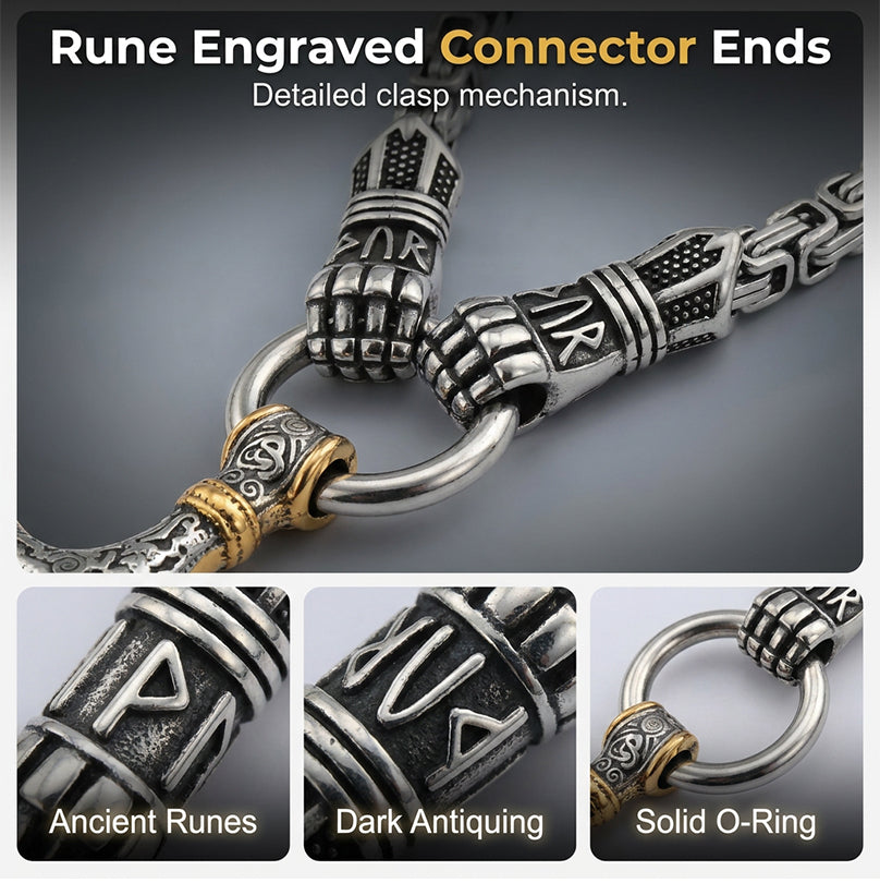 🔨 Viking Thor Hammer Pendant Necklace – Stainless steel with Byzantine chain