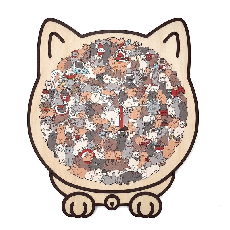 Adorable Cat-Shaped Wooden Jigsaw Puzzle 🧩🐱